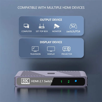 Q802 8K HD Video Splitter HDR 2 In 1 Out Mirror Screens Video Transfer Adapter