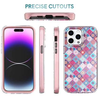 AHASTYLE WE13 For iPhone 14 Pro Max Case Pattern IMD PC+TPU Phone Cover Built-In Screen Protector