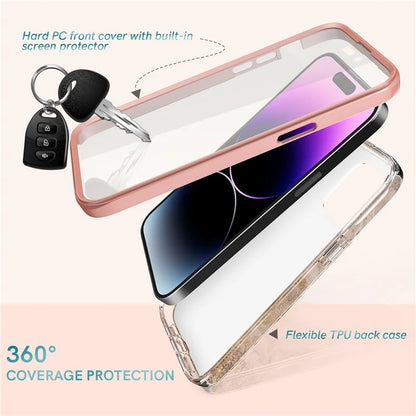 AHASTYLE WE13 For iPhone 14 Pro Max Case Pattern IMD PC+TPU Phone Cover Built-In Screen Protector