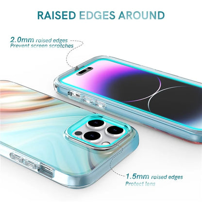 AHASTYLE WE13 For iPhone 14 Pro Max Case Pattern IMD PC+TPU Phone Cover Built-In Screen Protector