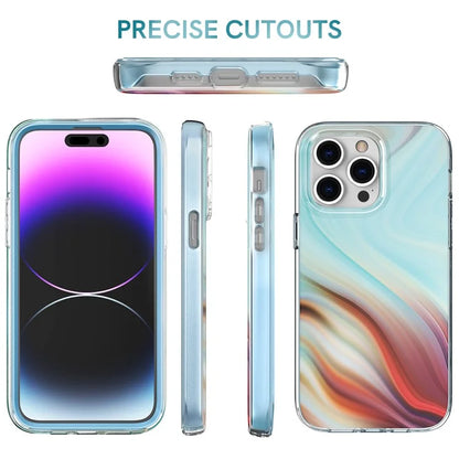 AHASTYLE WE13 For iPhone 14 Pro Max Case Pattern IMD PC+TPU Phone Cover Built-In Screen Protector