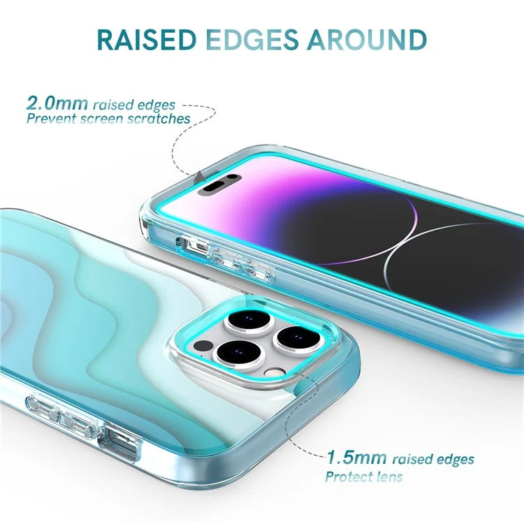 AHASTYLE WE13 For iPhone 14 Pro Max Case Pattern IMD PC+TPU Phone Cover Built-In Screen Protector