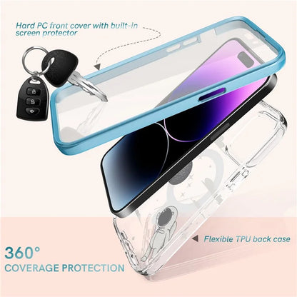 AHASTYLE WE13 For iPhone 14 Pro Max Case Pattern IMD PC+TPU Phone Cover Built-In Screen Protector