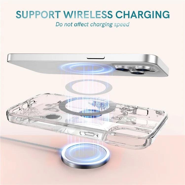 AHASTYLE WE13 For iPhone 14 Pro Max Case Pattern IMD PC+TPU Phone Cover Built-In Screen Protector