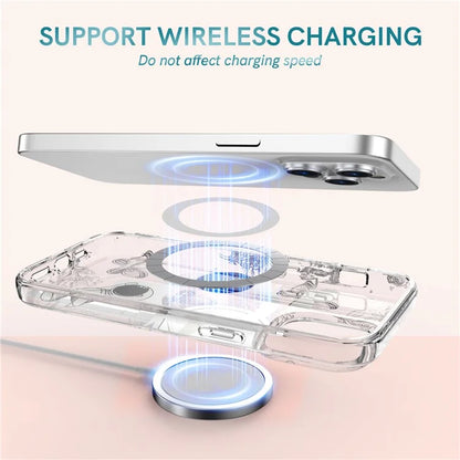 AHASTYLE WE13 For iPhone 14 Pro Max Case Pattern IMD PC+TPU Phone Cover Built-In Screen Protector