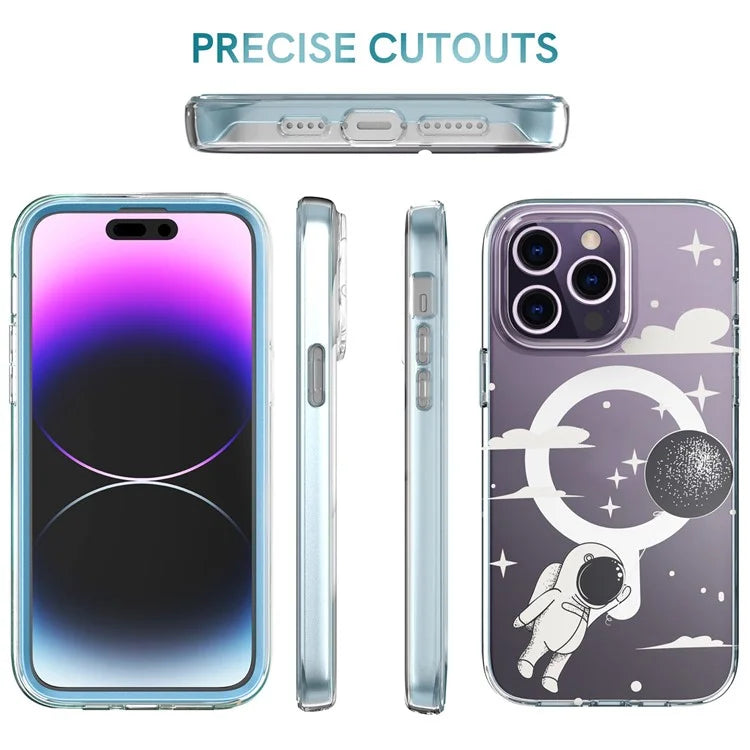 AHASTYLE WE13 For iPhone 14 Pro Max Case Pattern IMD PC+TPU Phone Cover Built-In Screen Protector