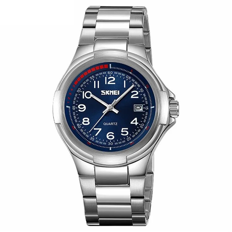 SKMEI 9320 Vintage Date Display Luminous Pointer Quartz Watch with Stainless Steel Strap