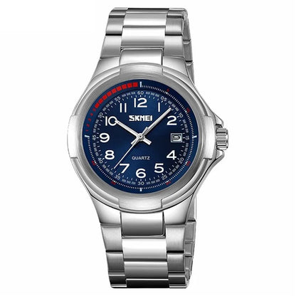 SKMEI 9320 Vintage Date Display Luminous Pointer Quartz Watch with Stainless Steel Strap