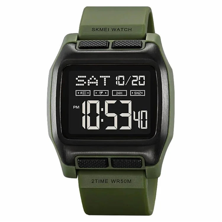 SKMEI 2193 Student Square Digital Watch TPU Strap EL Backlight Electronic Watch