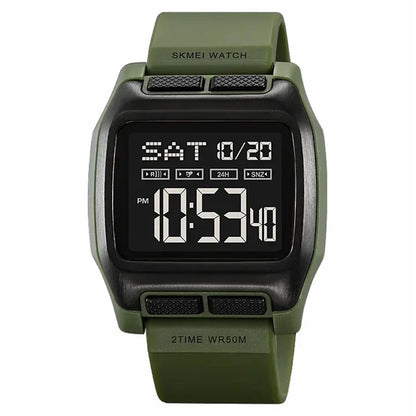 SKMEI 2193 Student Square Digital Watch TPU Strap EL Backlight Electronic Watch