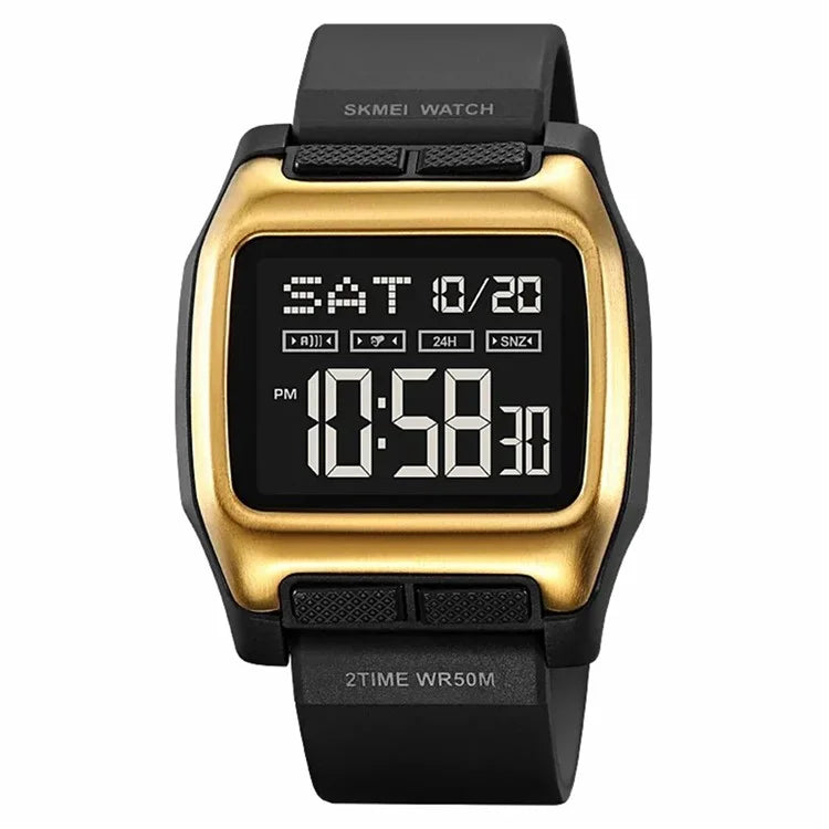 SKMEI 2193 Student Square Digital Watch TPU Strap EL Backlight Electronic Watch