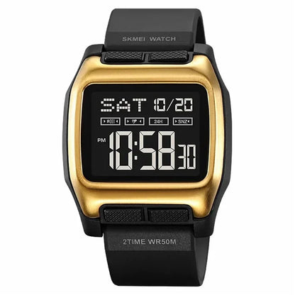 SKMEI 2193 Student Square Digital Watch TPU Strap EL Backlight Electronic Watch