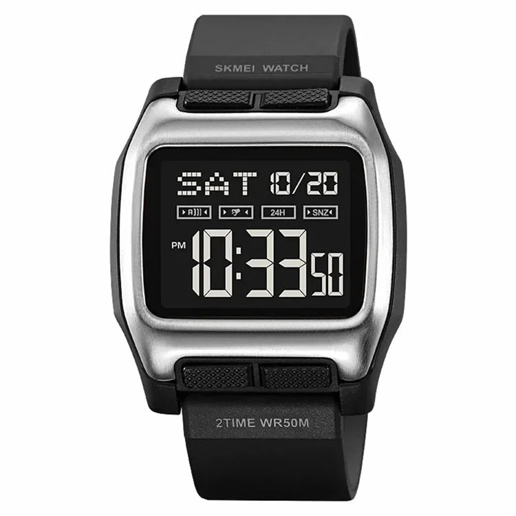 SKMEI 2193 Student Square Digital Watch TPU Strap EL Backlight Electronic Watch