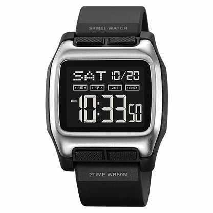 SKMEI 2193 Student Square Digital Watch TPU Strap EL Backlight Electronic Watch