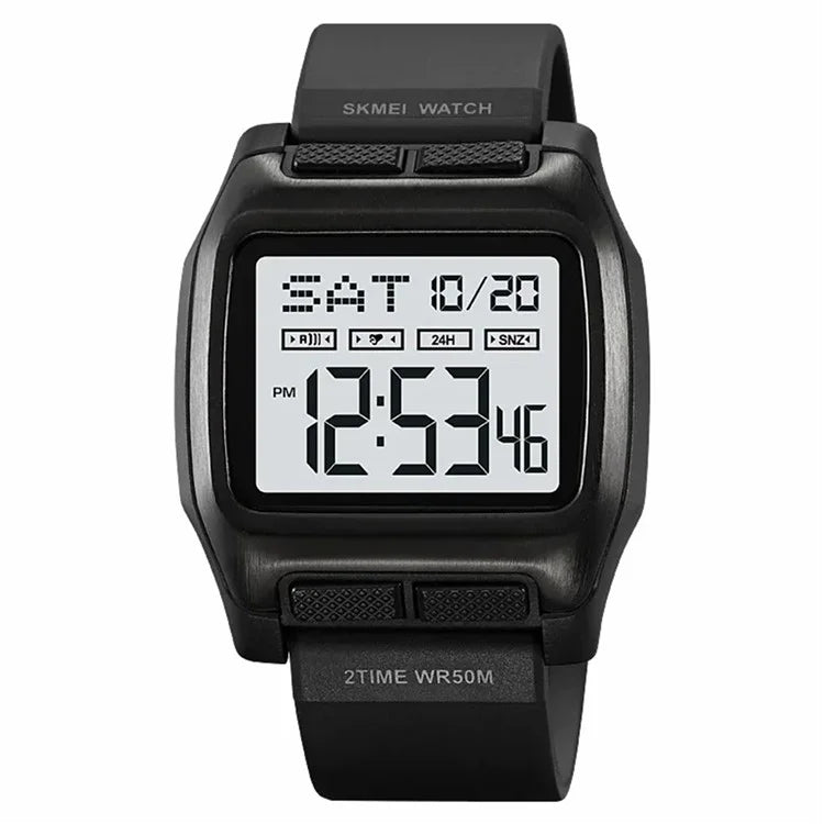 SKMEI 2193 Student Square Digital Watch TPU Strap EL Backlight Electronic Watch