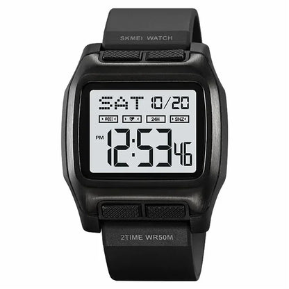 SKMEI 2193 Student Square Digital Watch TPU Strap EL Backlight Electronic Watch