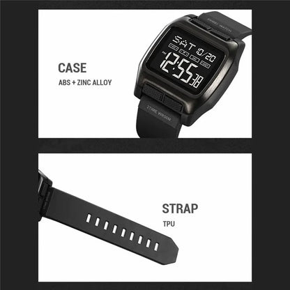 SKMEI 2193 Student Square Digital Watch TPU Strap EL Backlight Electronic Watch