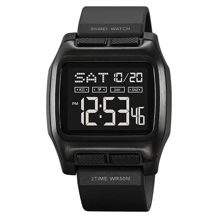 SKMEI 2193 Student Square Digital Watch TPU Strap EL Backlight Electronic Watch