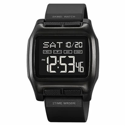 SKMEI 2193 Student Square Digital Watch TPU Strap EL Backlight Electronic Watch