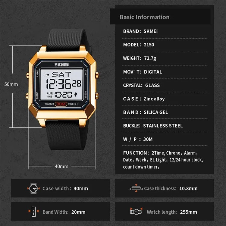 SKMEI 2150 Children Luminous Electronic Watch 30m Waterproof Outdoor Wrist Watch