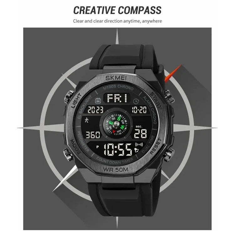 SKMEI 2209 Outdoor Sports Watch Student Waterproof Pedometer Compass Electronic Watch