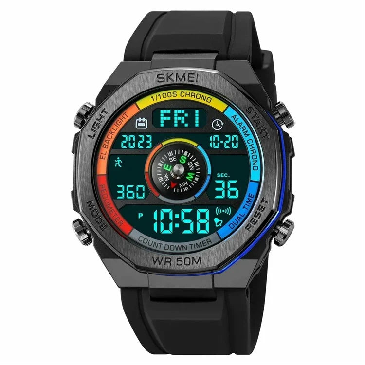 SKMEI 2209 Outdoor Sports Watch Student Waterproof Pedometer Compass Electronic Watch