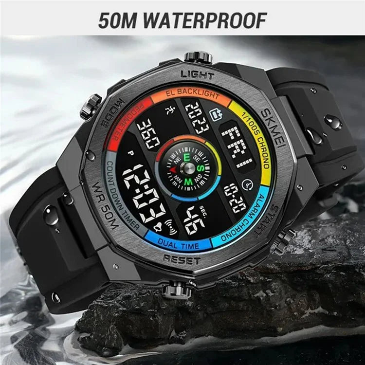 SKMEI 2209 Outdoor Sports Watch Student Waterproof Pedometer Compass Electronic Watch