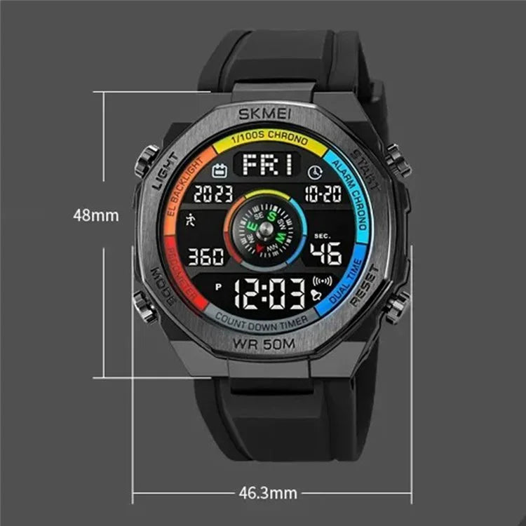 SKMEI 2209 Outdoor Sports Watch Student Waterproof Pedometer Compass Electronic Watch