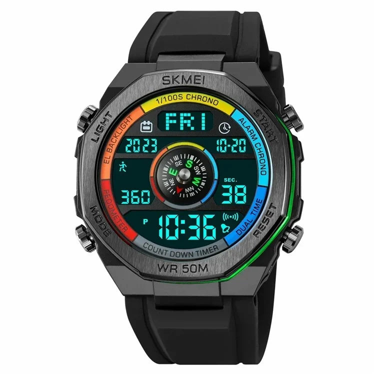 SKMEI 2209 Outdoor Sports Watch Student Waterproof Pedometer Compass Electronic Watch