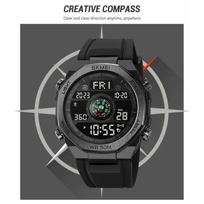 SKMEI 2209 Outdoor Sports Watch Student Waterproof Pedometer Compass Electronic Watch