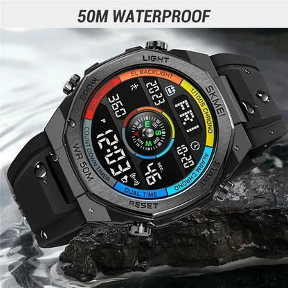 SKMEI 2209 Outdoor Sports Watch Student Waterproof Pedometer Compass Electronic Watch