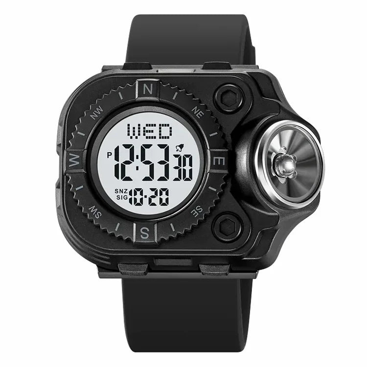 SKMEI 2187 Square Dial Electronic Watch Silicone Strap Simple Wristwatch with LED Flashlight