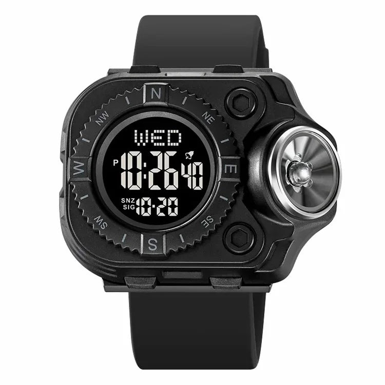SKMEI 2187 Square Dial Electronic Watch Silicone Strap Simple Wristwatch with LED Flashlight