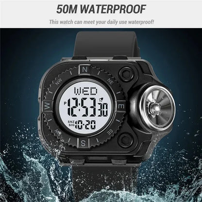 SKMEI 2187 Square Dial Electronic Watch Silicone Strap Simple Wristwatch with LED Flashlight