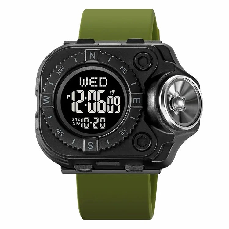 SKMEI 2187 Square Dial Electronic Watch Silicone Strap Simple Wristwatch with LED Flashlight