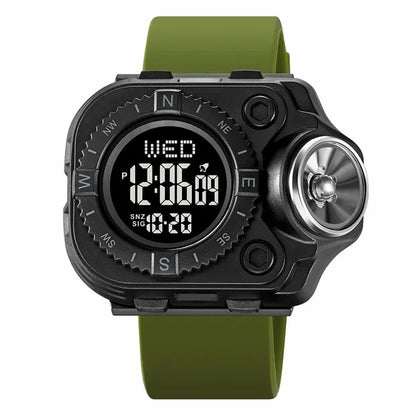SKMEI 2187 Square Dial Electronic Watch Silicone Strap Simple Wristwatch with LED Flashlight