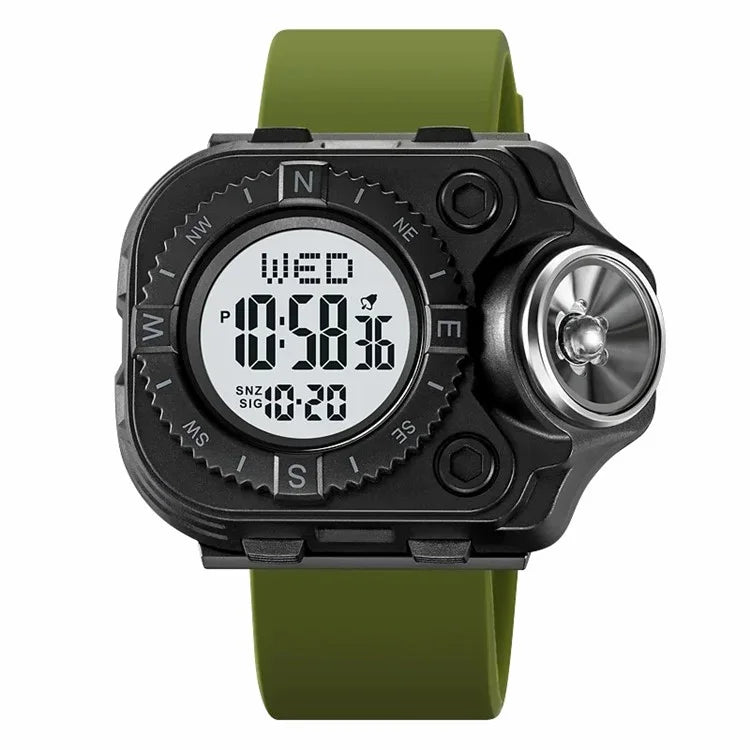 SKMEI 2187 Square Dial Electronic Watch Silicone Strap Simple Wristwatch with LED Flashlight