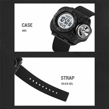 SKMEI 2187 Square Dial Electronic Watch Silicone Strap Simple Wristwatch with LED Flashlight
