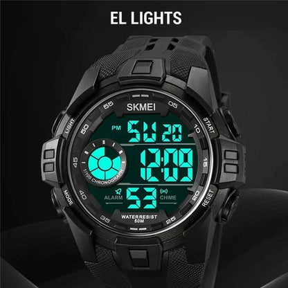 SKMEI 2123 50m Waterproof Outdoor Wrist Watch EL Backlight Electronic Watch with TPU Strap