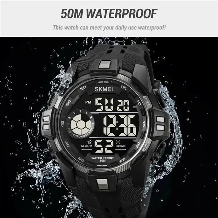 SKMEI 2123 50m Waterproof Outdoor Wrist Watch EL Backlight Electronic Watch with TPU Strap