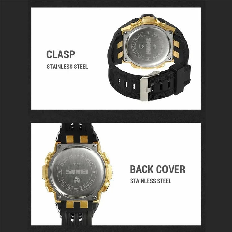SKMEI 2123 50m Waterproof Outdoor Wrist Watch EL Backlight Electronic Watch with TPU Strap