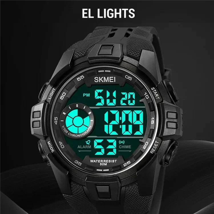 SKMEI 2123 50m Waterproof Outdoor Wrist Watch EL Backlight Electronic Watch with TPU Strap