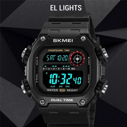 SKMEI 2126 Teenager Student Square Digital Watch Luminous Waterproof Sports Electronic Watch