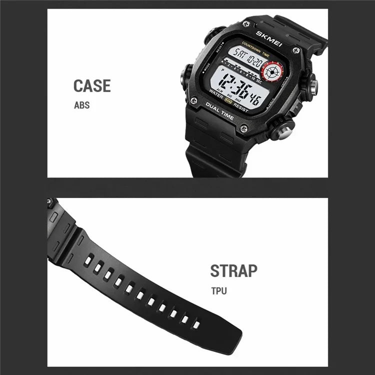 SKMEI 2126 Teenager Student Square Digital Watch Luminous Waterproof Sports Electronic Watch