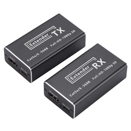 CAT 5 / 6 RJ45 to HD Converter Full HD 1080P Transmitter + Receiver Extender with DC5V Port