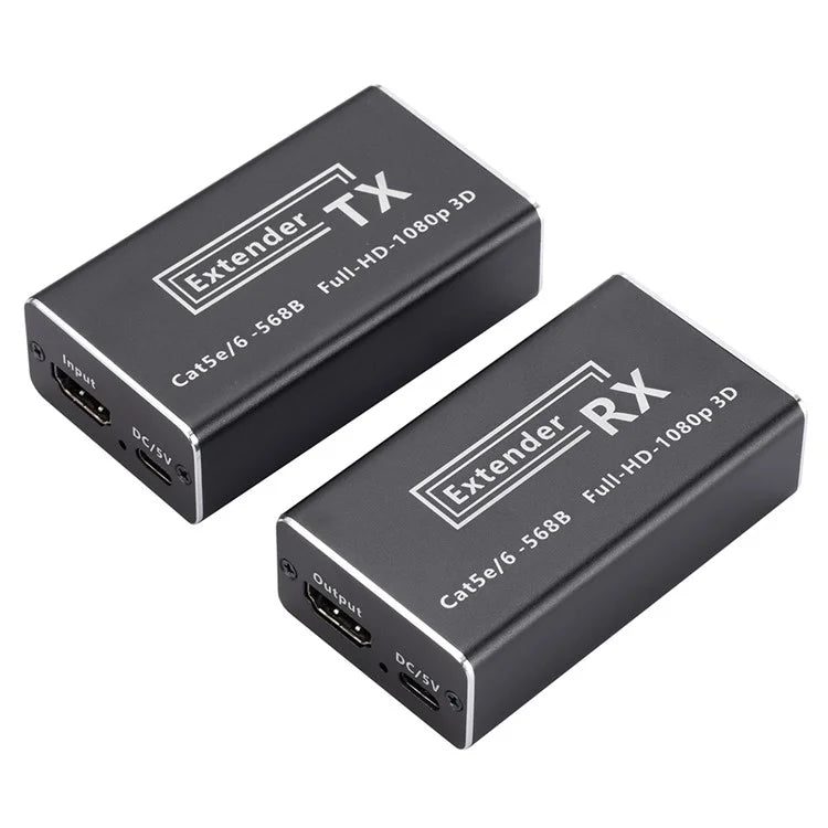 CAT 5 / 6 RJ45 to HD Converter Full HD 1080P Transmitter + Receiver Extender with DC5V Port