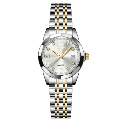 SKMEI 7070 Weekday Date Display Stainless Steel Strap Quartz Wrist Watch for Men / Women