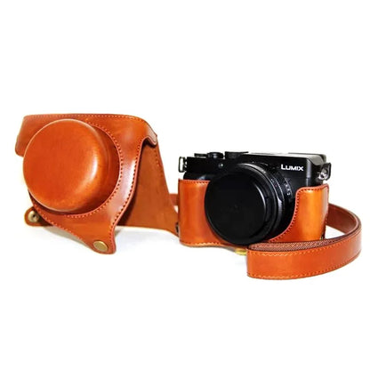PU Leather Camera Bag Protective Cover with Strap for Panasonic LX100