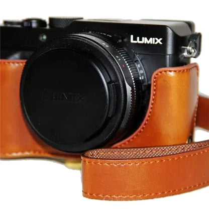 PU Leather Camera Bag Protective Cover with Strap for Panasonic LX100