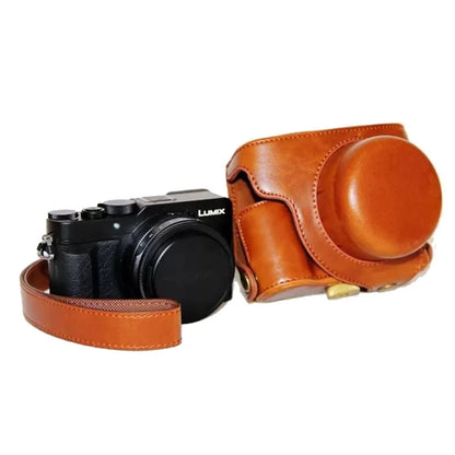 PU Leather Camera Bag Protective Cover with Strap for Panasonic LX100